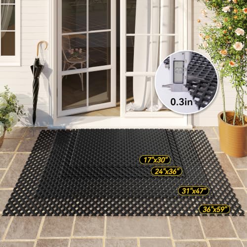 Door Mat Outside Entrance Drainage Waterproof Mat, Black 17"x30" - color: Black-a, size: 17"x30"