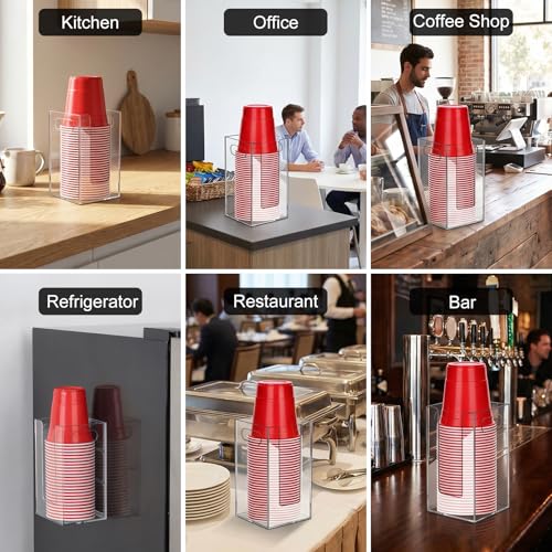 Cup Dispenser, Wall Mount Cup Holder Fits Cups Up to 18 oz - color: Large