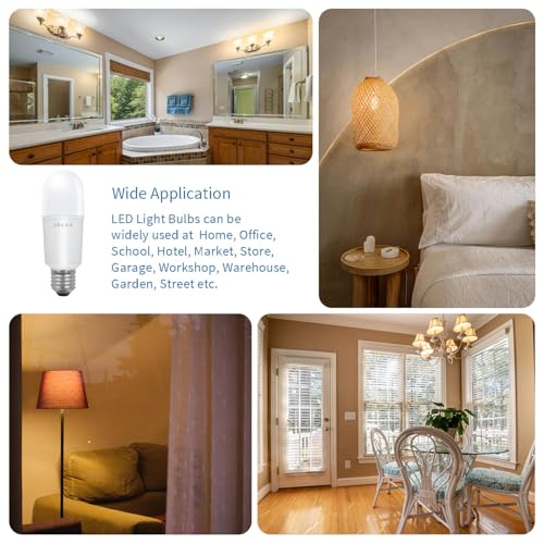 Jolux LED Stick Bulb, 100W Equivalent E26 Bulb,Enclosed Fixtures, 6 Count - color: Warm White(3000k)