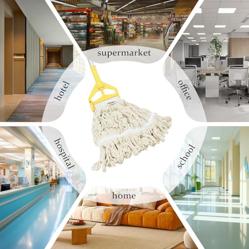 Mop Head Replacement,Commercial Mop Heads,Cotton Washable Industrial Mop Head,6 Inch Heavy Duty Mop Heads,Wet Industrial Cleaning Mop Head for Home,Industrial and Commercial Use Clean（White） - color: White, size: 5 Pack