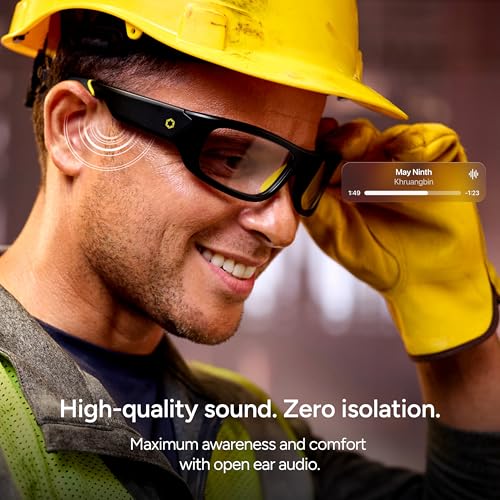 Lucyd Armor Smart Safety Glasses, TR90 Frame, Light Adaptive Lenses, Open Ear Speakers & Microphone - ANSI Z87.1 - style: Photochromic