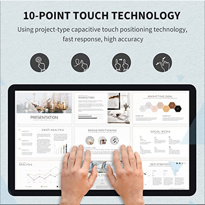 27 inch Capacitive Multi-Touch Screen Industrial Monitor, 16:9 Display 1920 x 1080P, Built-in Speakers, VGA, DVI & HDMI Monitor for PC, POS, Small Business, Restaurant - size: 27-inch