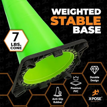 Xpose Safety 28” Lime Green Traffic Cone - 24 Pack - color: Lime, size: 28" 7lb. Cone