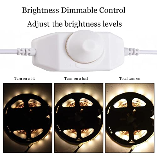 2 Pack LED Strip Light Dimmer Switch, DC 12V-24V LED Brightness Adjustable Controller for Strip Lights,LED Rope Light 3528,5050,5630 - color: White