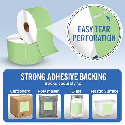 4" X 6" Direct Thermal Shipping Labels | Green | 1" Cores w/Perfs Easy Tear | Made in USA | Printing Label | 250 Labels | 250 Labels per Roll | 1 Rolls | Blank Labels - color: Green