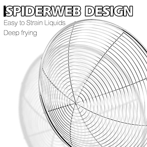 Anaeat 4.5" Stainless Steel Spider Skimmer, Professional Kitchen Pasta Strainer Spoon with Long Handle - Asian Strainer Ladle Wire Skimmer Spoons for Cooking and Frying - color: 4.5" Spider Strainer Skimmer