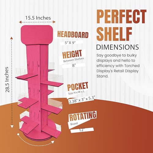 4-Sided Rotating Display Stand - Stationary, Greeting Cards, Stickers, Postcards, Coasters, Napkins - Heavy-Duty, Smooth Rotation, Easy to Assemble, Craft Shows, Trade Shows, Farmers Markets (Pink) - color: Pink
