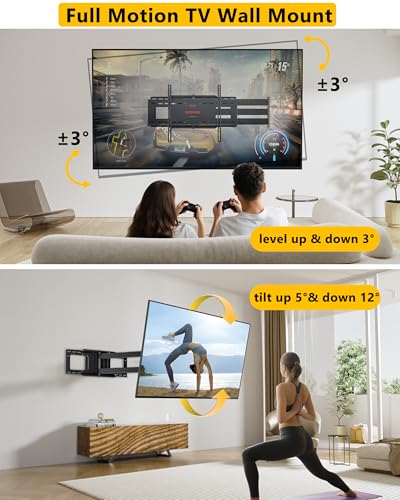 48" Extension Long Arm Full Motion TV Wall Mount 37-85” TV by WHYFONE - size: Fit 37-85" TVs