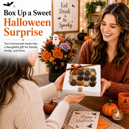 20 Pack Halloween Pie Boxes With Window, 9x9x3 Inch Bakery Boxes - color: White