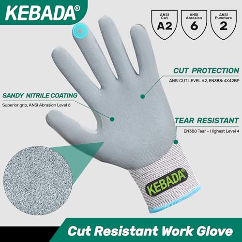 Kebada Impact Protection Gloves, ANSI A2 Cut Resistant, 1/3 Pairs - color: Grey (1 Pair), size: XXXS