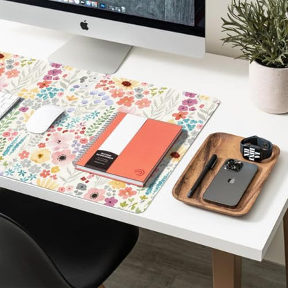 Floral Desk Mat, Cute Flower Large Mouse Pad, Pink 23.6"x11.8" - color: A Flowers - Pink, size: 23.6" x 11.8"