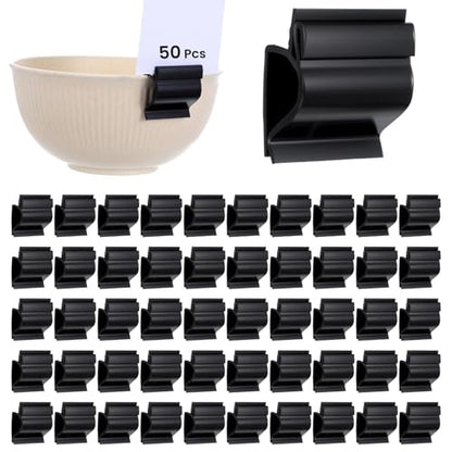 50 Pcs Black Sign Clip, Food Tray Label Holder, Plastic Buffet Food Label Clip, Reusable Sign Clips on Table for Cup Bowl Pan Buffet Deli Trays Charcuterie Board Bake Signs