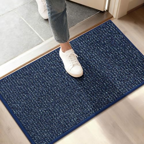 BEQHAUSE Dirt Trapper Door Mat 17" x 30", Non-Slip Doormats, Blue - color: Blue, size: 17" X 30" (Rectangular)