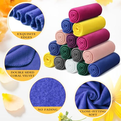 Kinlop 40 Packs Fleece Throw Blankets Bulk, Soft Warm Lightweight - color: Vibrant Color