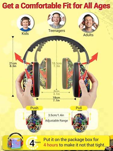 Dr.meter Kids Ear Protection for Monster Jam, Noise Cancelling Headphones - color: Print Monster Truck