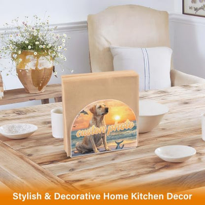 Custonm Picture Napkin Holder for Table Acrylic Tissue Dispenser - color: Custom Picture