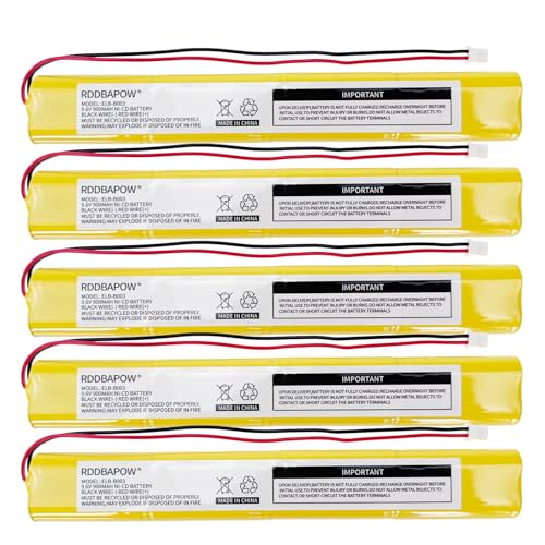 ELBB003 ELB-B003 9.6V 900mAh Emergency Exit Sign Light Battery Compatible Lithonia ELB-B004 ELBB004 OSI OSA228 DANTONA CUSTOM-306-U BBAT0043A BAT9.6V700 BBAT0044A BAA-96 (5)