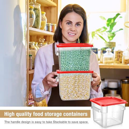Suclain 2 Pcs Square Clear Food Storage Container with Lid, Red, 6 Qt - color: Red, size: 6 Qt