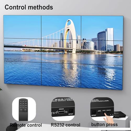 Video Wall Controller 3x3 HDMI Video Image Processor, Support 3840x2160/30HZ HDMI Input & DVI Input, 9-Screen Splicing TV Wall Controller, Support 180 Degree Rotation 3x3 3x2 2x2 3x1 1x4 2x3 4x2 2x4