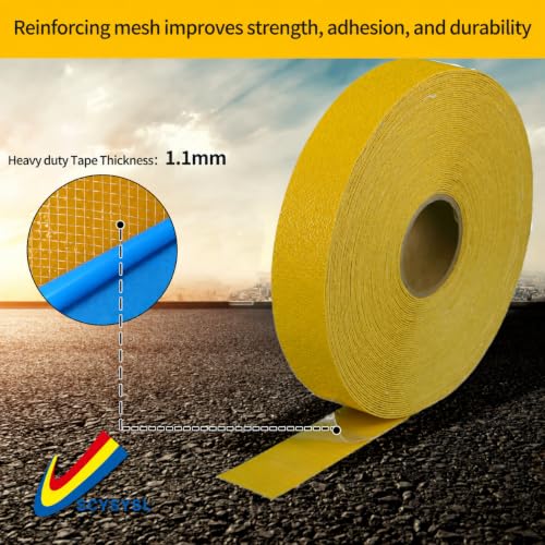 Reflective Pavement Marking Tape Slip-Resistant and Durable, Heavy-Duty Rubber Base for Outdoor Applications, Perfect for Driveways, Walkways, and Parking Areas (Yellow, 2 Inch X 148 Feet) - color: Yellow, size: 2 Inch X 148 Feet