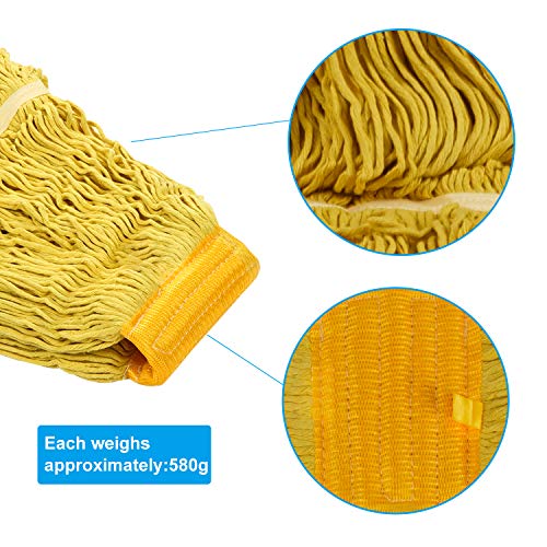 Mop Head Replacement,Commercial Mop Heads,Cotton Washable Industrial Mop Head,6 Inch Heavy Duty Mop Heads,Wet Industrial Cleaning Mop Head for Home,Industrial and Commercial Use Clean（Yellow） - color: Yellow, size: 1 Pack
