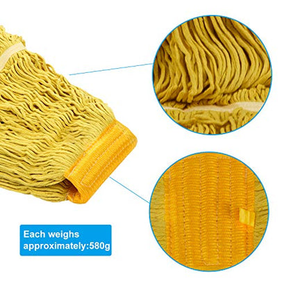 Mop Head Replacement,Commercial Mop Heads,Cotton Washable Industrial Mop Head,6 Inch Heavy Duty Mop Heads,Wet Industrial Cleaning Mop Head for Home,Industrial and Commercial Use Clean（Yellow） - color: Yellow, size: 1 Pack