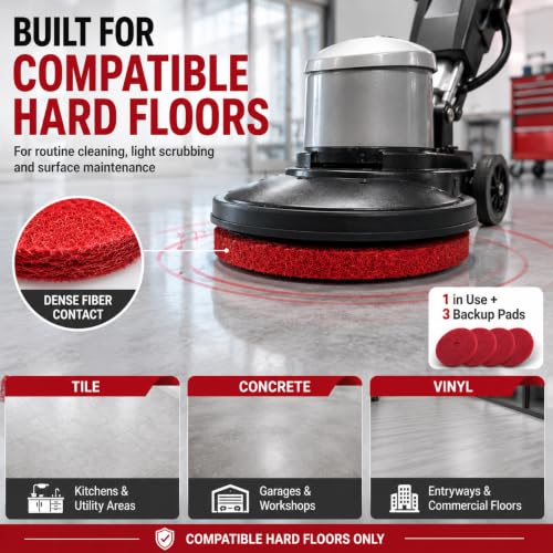 4-Pack 437.055 12-Inch Red Polish Pads for Oreck ORB550MC