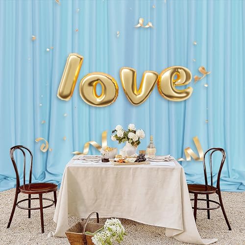 MEETSKY Blue Backdrop Curtains,Birthday Backdrop Drapes,5ft x 7ft,2 Panels - color: Light Blue, size: 60"W x 84"L (Pack of 2)