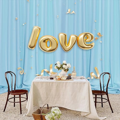 MEETSKY Blue Backdrop Curtains,Birthday Backdrop Drapes,5ft x 7ft,2 Panels - color: Light Blue, size: 60"W x 84"L (Pack of 2)