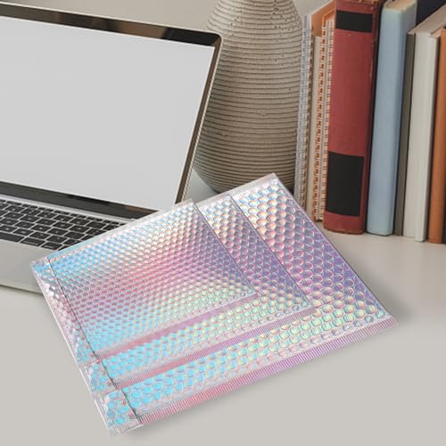 30 Pcs Metallic Bubble Mailer,Poly Padded Envelopes,Waterproof Self Seal Adhesive Shipping Bags,Foil Glitter Glamour Shipping Mailer,Holographic Cushion Envelopes for Mailing,Small Business