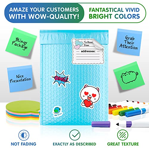 Poly Bubble Mailers, 10,5 x 16 Inch Light Blue Padded Mailers, Self Seal Shipping Envelopes, Lightweight Poly Mailer Bags, Waterproof Mailing Bags, Pack of 200 - color: Light Blue, size: 10,5" x 16" / 200 Pack
