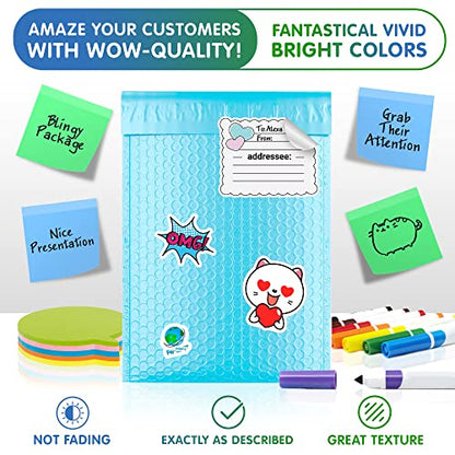 Poly Bubble Mailers, 10,5 x 16 Inch Light Blue Padded Mailers, Self Seal Shipping Envelopes, Lightweight Poly Mailer Bags, Waterproof Mailing Bags, Pack of 200 - color: Light Blue, size: 10,5" x 16" / 200 Pack