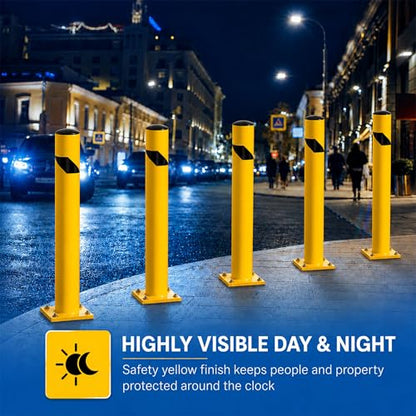 Crowd Control Warehouse Trafford 42-Inch Steel Bollard, Yellow - size: 42 inches