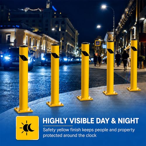 Crowd Control Warehouse Trafford 42-Inch Steel Bollard, Yellow - size: 42 inches