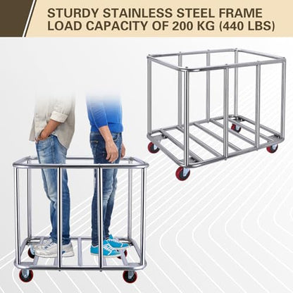 Commercial Laundry Cart with Wheels,400L for Home,Hotel(Beige) - color: Beige