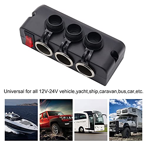 3 Socket Cigarette Lighter Splitter 12V Power Outlet Adapter with LED On/Off Switches for Car Rv Truck Marine Boat - color: 3 Socket Splitter