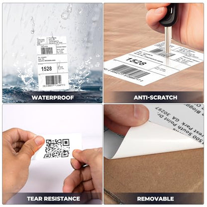 White Thermal Labels 3 ×5 Inch Waterproof Vinyl Stickers 300 PCS - color: White