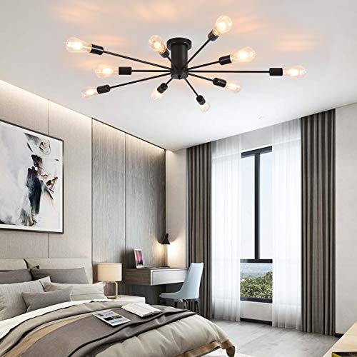 Garwarm Black Sputnik Ceiling Light Fixture, 10-Light Sputnik Chandelier - color: 10-Light,Black