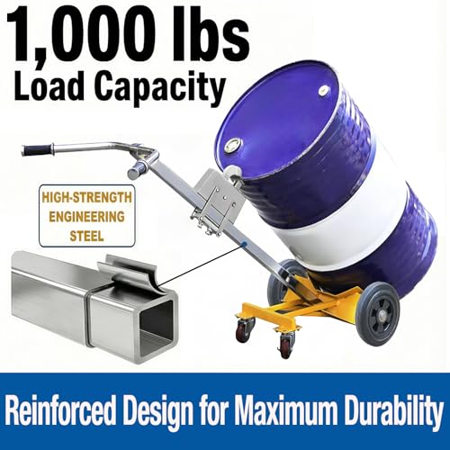 Drum Truck, 55 Gallon Drum Dolly, Upgraded Heavy-Duty Bucket Dolly – Reinforced and Enhanced Design for Improved Durability and Stability, 1,000 lb. Load Capacity