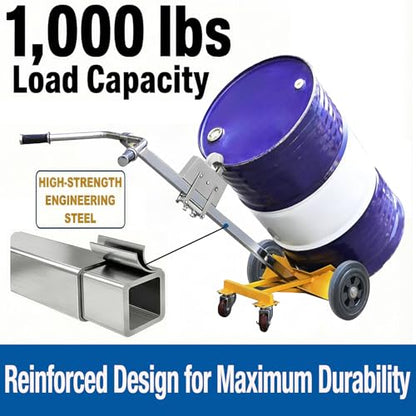 Drum Truck, 55 Gallon Drum Dolly, Upgraded Heavy-Duty Bucket Dolly – Reinforced and Enhanced Design for Improved Durability and Stability, 1,000 lb. Load Capacity