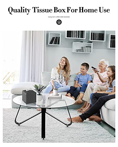 Tissue Box Cover, Jeethemy Square PU Leather Tissue Box Holder, Modern Tissue Case Facial Paper Organizer Dispenser，5X5X5'',Single Charcoal - color: Single Charcoal