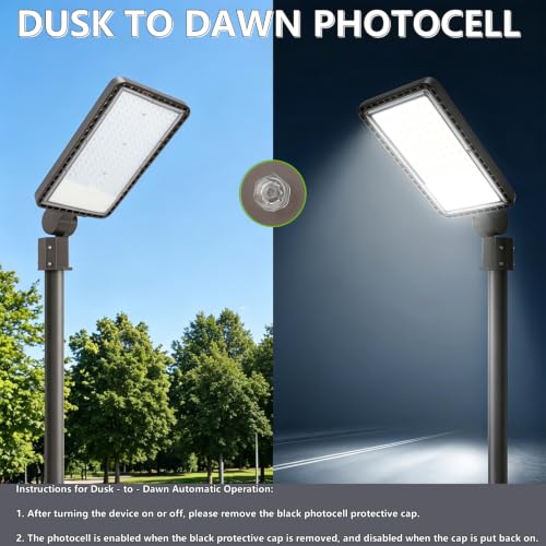 2PACK 300W LED Parking Lot Light with Dusk to Dawn Photocell, Slipfitter Mount and Wall Mount Commercial Outdoor Lighting, 100-277V 42000LM 5000K, ETL Commercial LED Security Flood Lights