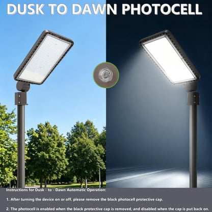 2PACK 300W LED Parking Lot Light with Dusk to Dawn Photocell, Slipfitter Mount and Wall Mount Commercial Outdoor Lighting, 100-277V 42000LM 5000K, ETL Commercial LED Security Flood Lights