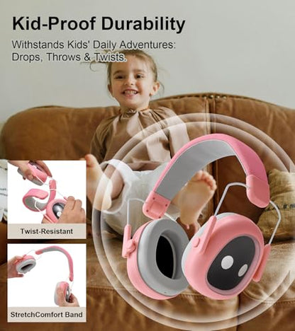 Ear protection for kids, 30dB SNR, 5.5 oz, Lightweight Adjustable - color: Pink