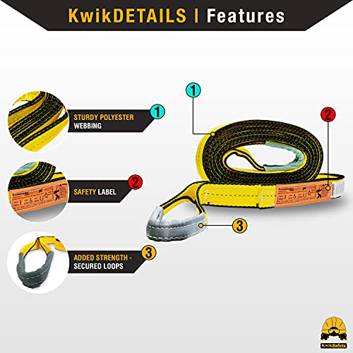 KwikSafety - Charlotte, NC - Mighty Sumo 2”x 10’ Poly Web Sling Lifting Strap Construction ASME OSHA / 6400lbs Vertical 5100lbs Choker 12800lbs Basket/Rigging Moving Towing Hoisting Gear - size: 2"x10' | 6400 lbs