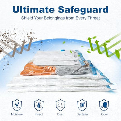 HOUSE DAY 10 Medium Vacuum Seal Bags For Clothing Travel, 80% Space Saving Travel Vacuum Bags with Electric Pump, Vacuum Storage Bags For Clothes, Blankets, Moving, Camping, Toys, Reusable & Durable - size: 10 Medium-E PUMP