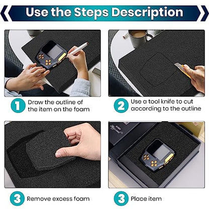 6 Pcs 16 x 12 x 1.5 Inches Polyurethane Foam - Packing Foam Inserts for Cases Black Craft Foam Sheets for Packing Padding 1.5 Inch Thick for Camera Toolbox Storage - size: 6 Pcs 16 x 12 x 1.5 Inches