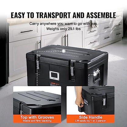 VEVOR Insulated Food Pan Carrier, 36Qt Capacity, Stackable Hot Box for Catering w/ 3 Stainless Steel Pans, Top Load LLDPE Food Warmer w/Elastic Side Handles and Buckles, for Restaurant Canteen, Black - size: 36 Qt (25" x 17.1" x 12.4")