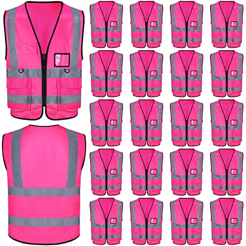 EBOOT 20 Pack Safety Vest High Visibility Reflective, Pink - color: Pink
