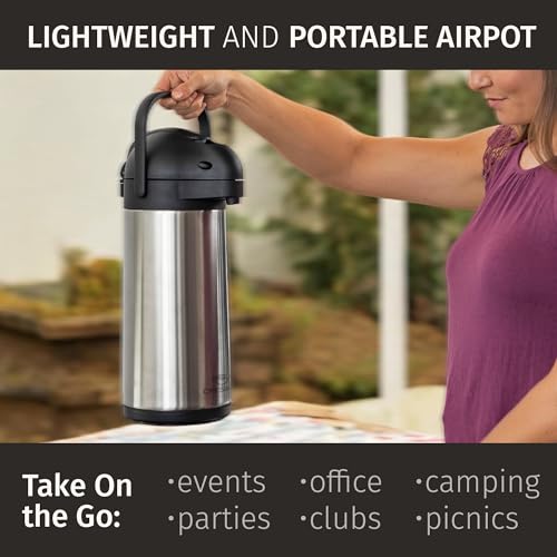Coffee Carafe Airpot & Cleaning Brush 102oz/3L Airpot 12 Hours Hot - color: Silver w/ Brush 3L, size: 102 Ounces